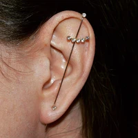 rakol 1 pcs ear needle wrap crawler hook clip earrings for women surround auricle diagonal stud cubic zirconia piercing earring