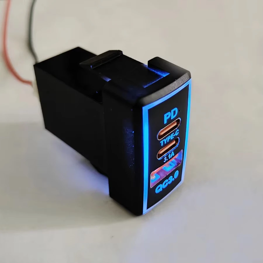 Фото 1 шт., адаптер для быстрой зарядки USB TYPE-C QC3.0, синий светодиодный индикатор, 12/24 В, для Toyota FJ/Land Cruiser Prado 4Runner Tacoma №5