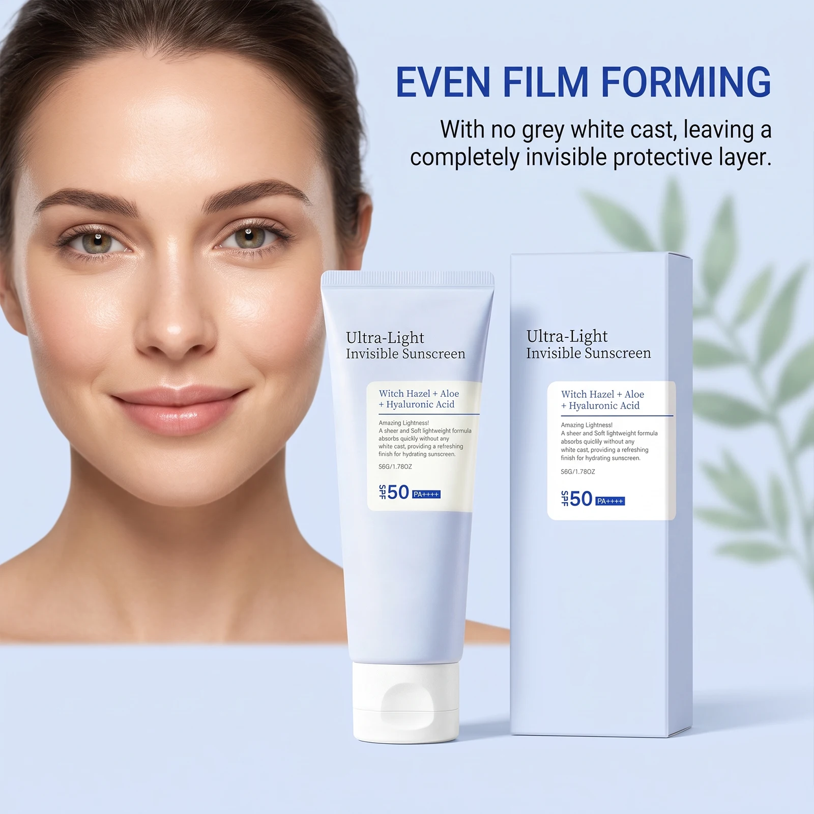 Фото Ультралегкий невидимый солнцезащитный крем SPF 50 с высокой степенью защиты от солнца, увлажняющий, легкий, антиоксидантный лосьон для всех типов кожи. №3