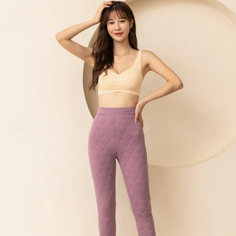 winter super thick women's quilted three-layer cotton trousers, women's underwear, high waist heat insulation pants, women