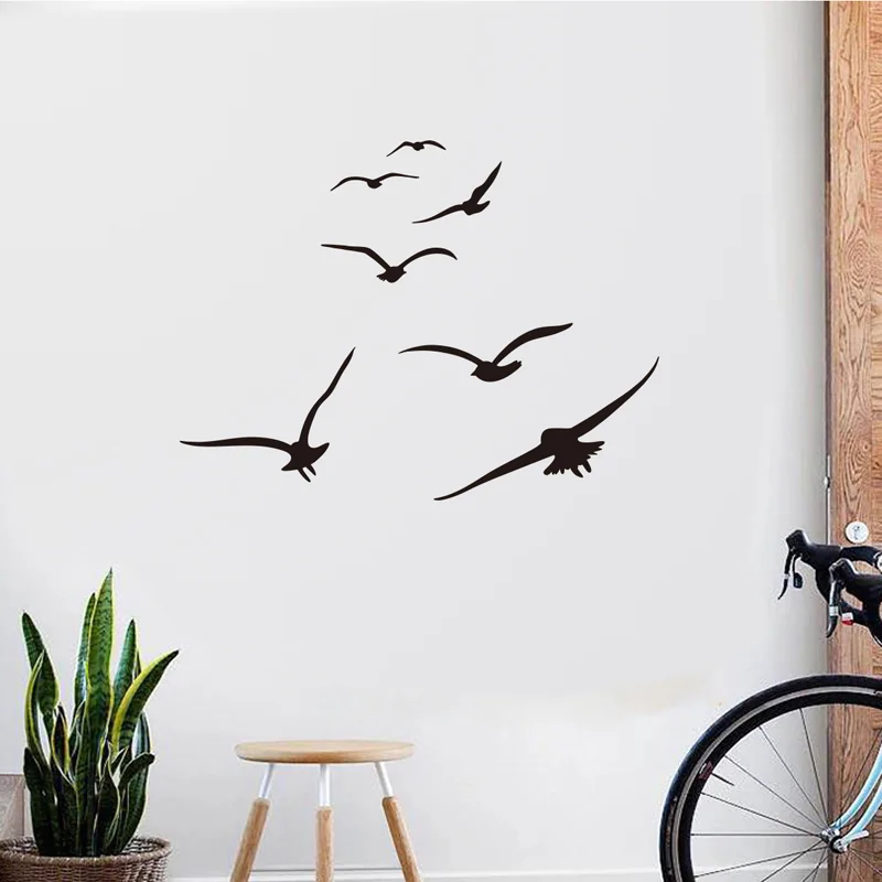 

ONEART A Flock Of Seabirds Wall Stickers Living Room Bedroom Home Background DIY Decoration Mural Art Decals Carved Wallpaper