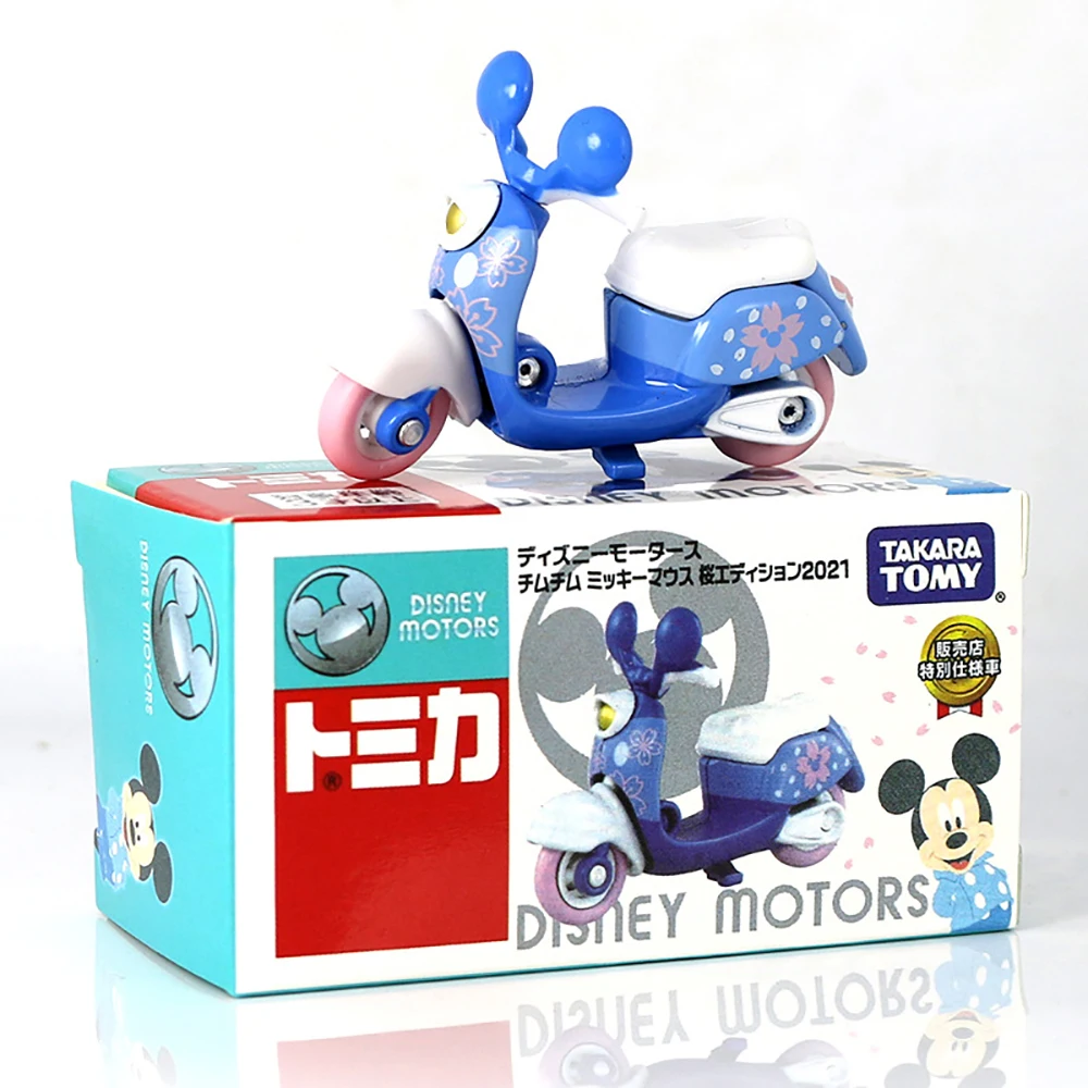 TAKARA TOMY Children's Alloy Motorbike Toys For Boys Girls Lovely Mickey Minnie Mouse Sofia Olaf Motorbike Models Kids Toy Gifts