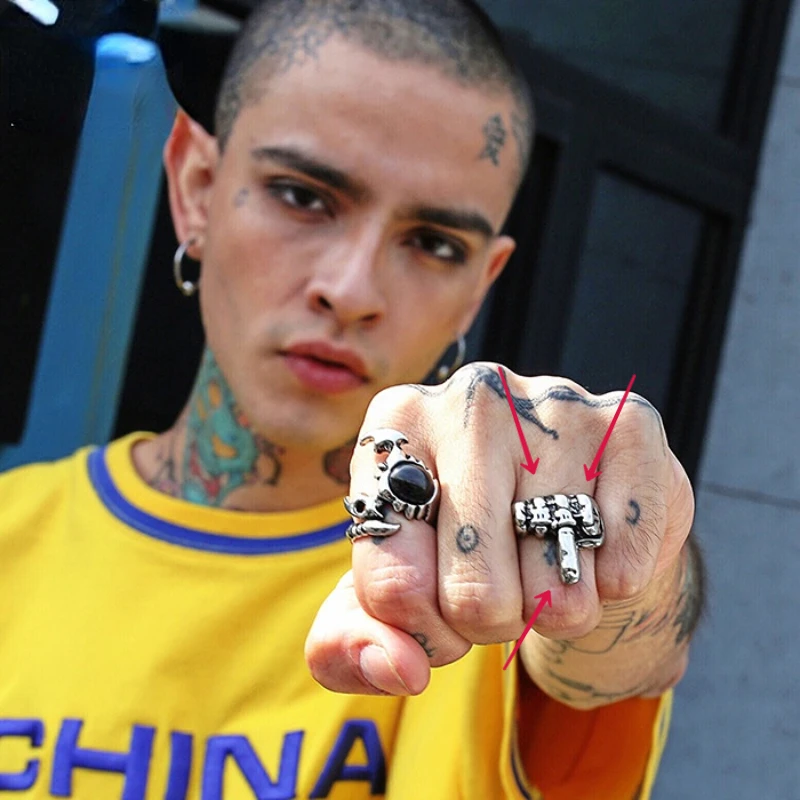 

Punk Rock Style Rings Personalized Middle Finger Pattern Cool Adjustable Ring for Women Men Party Gift New Jewelry