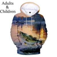 popular 3d printed beautiful fishing scenery boys girls casual pullovers fish male female fashion children kid sweatshirt coat