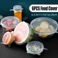 6pcs silicone food preservation cover microwave bowl cap fresh keeping lids eusable durable and expendable kitchen accessories