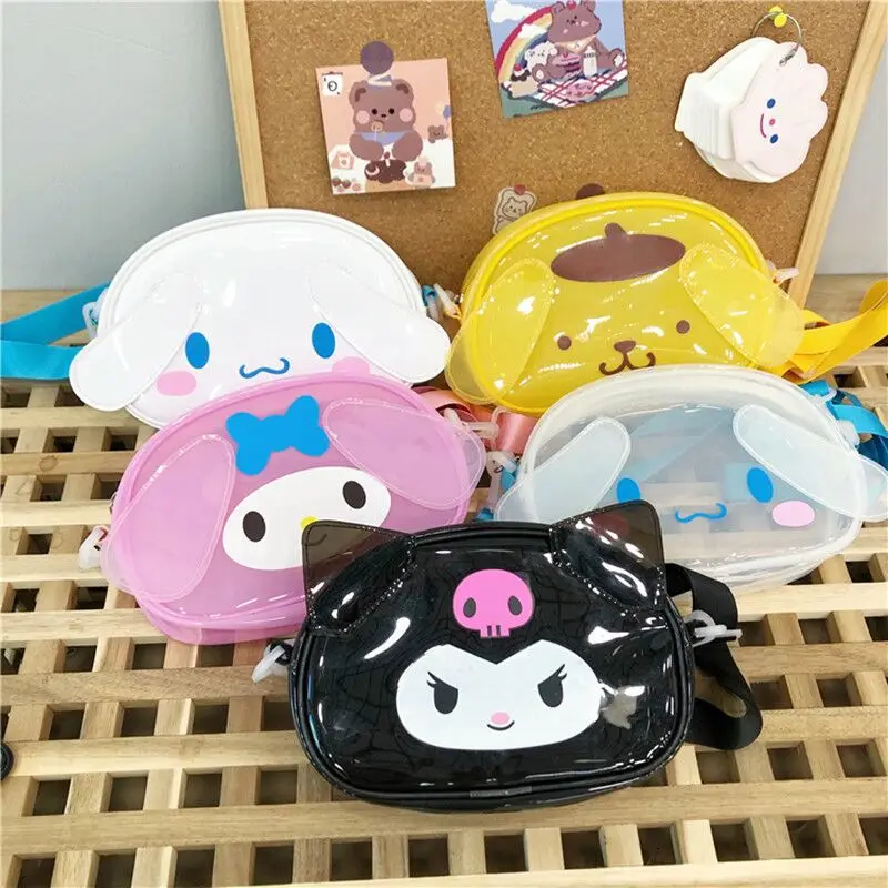 

Sanrio аниме Kawaii Kuromi Cinnamoroll My Melody Pompompurin мультфильм милый новый ПВХ на одно плечо диагональная сумка для хранения