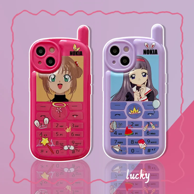 

BANDAI Cute Card Captor Sakura & tomoyo phone case for iPhone12 12Pro 12Promax 11 13 Pro 11Promax X XS MAX XR phone holder