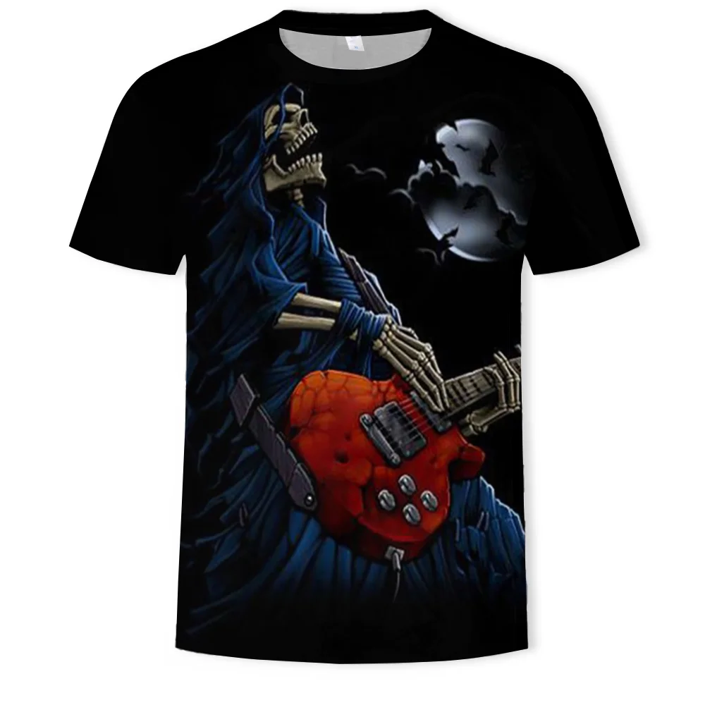 

Summer Fashion Skull Graphic Tee Men's Short -sleeve T -shirt 3D Printing Retro Men's Oversized Top Personality Street Clothing