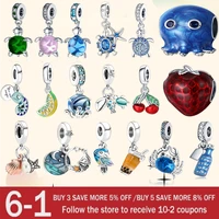 2022 new hot sale marine series turtle charm 925 silver beads for pandora charm bracelet octopus pendant diy womens jewelry