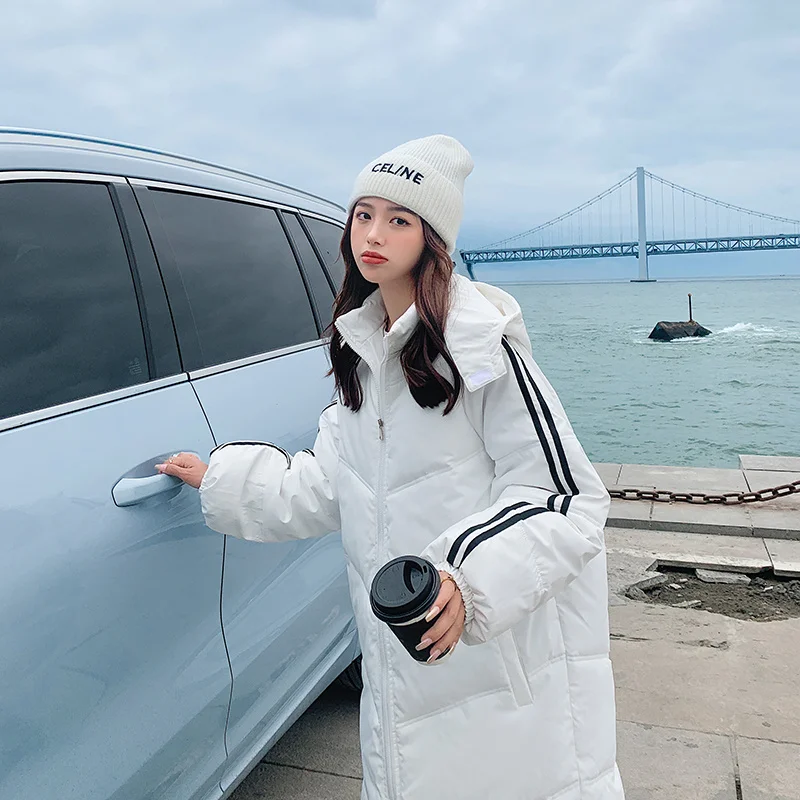 

Пуховик женский зимний из хлопка, новинка 2022 года, хлопковая куртка средней длины, до колена, Корейская версия, свободный и утепленный