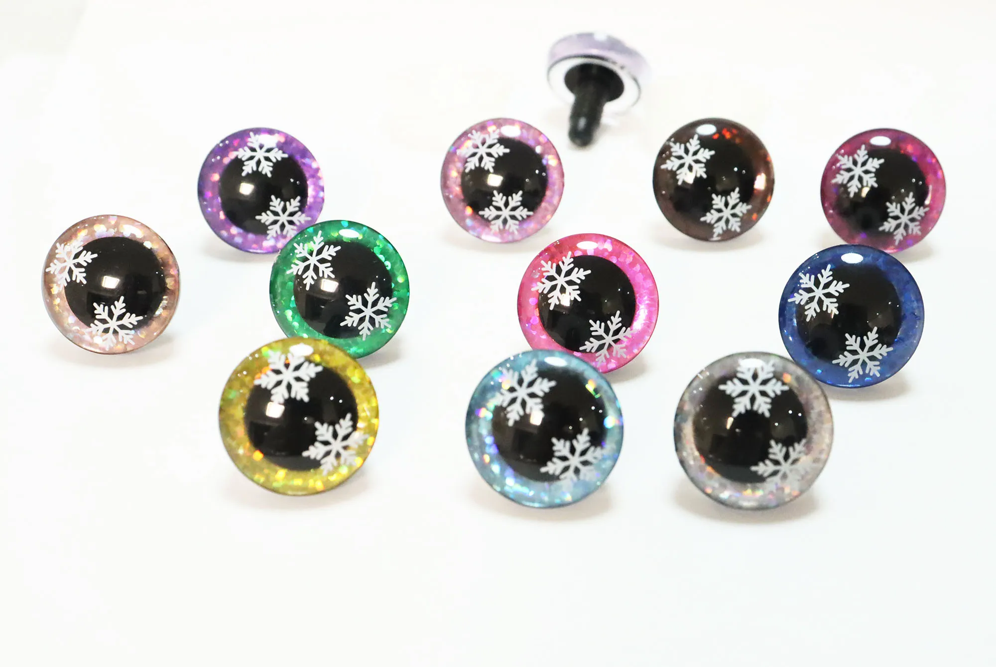 10pair 9mm-35mm 3D snow glitter doll pupil toy eyes with hard washer for diy plush findings size color option B11