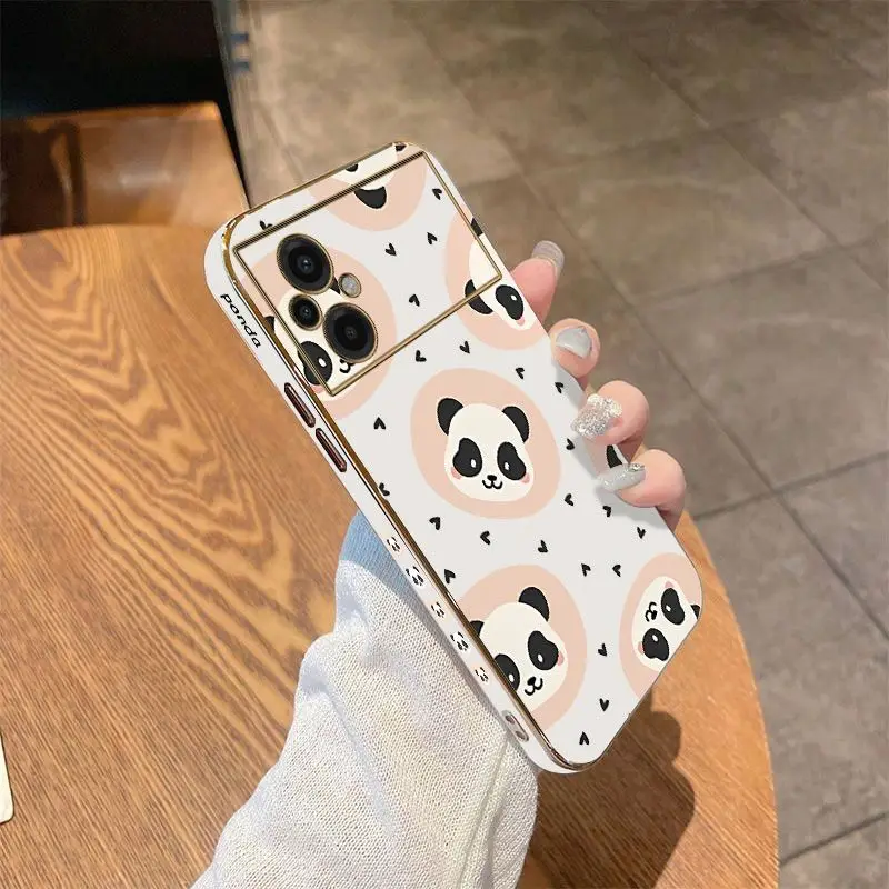 Love Panda Luxury Plating Phone Case For Xiaomi Poco M5 M4 Pro F4  X4 GT F4 GT X4F3 X3 M3 X3 NFC X2 X3 Pro C40 Cover