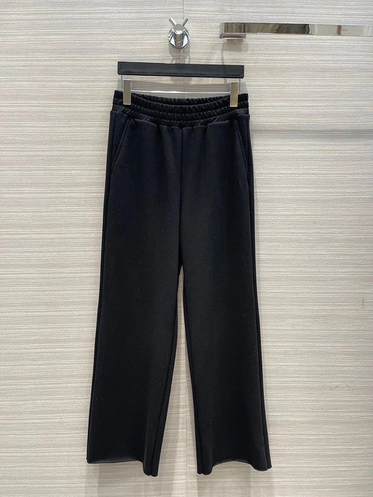 Straight Waist Sports Tube High Pants 2023 Autumn Casual Loose Pants Are Elastic High-end Women Black Trousers