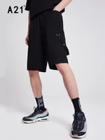 a21 mens casual baggy straight shorts for summer 2022 fashion loose streetwear black shorts male oversized vintage sweatshorts