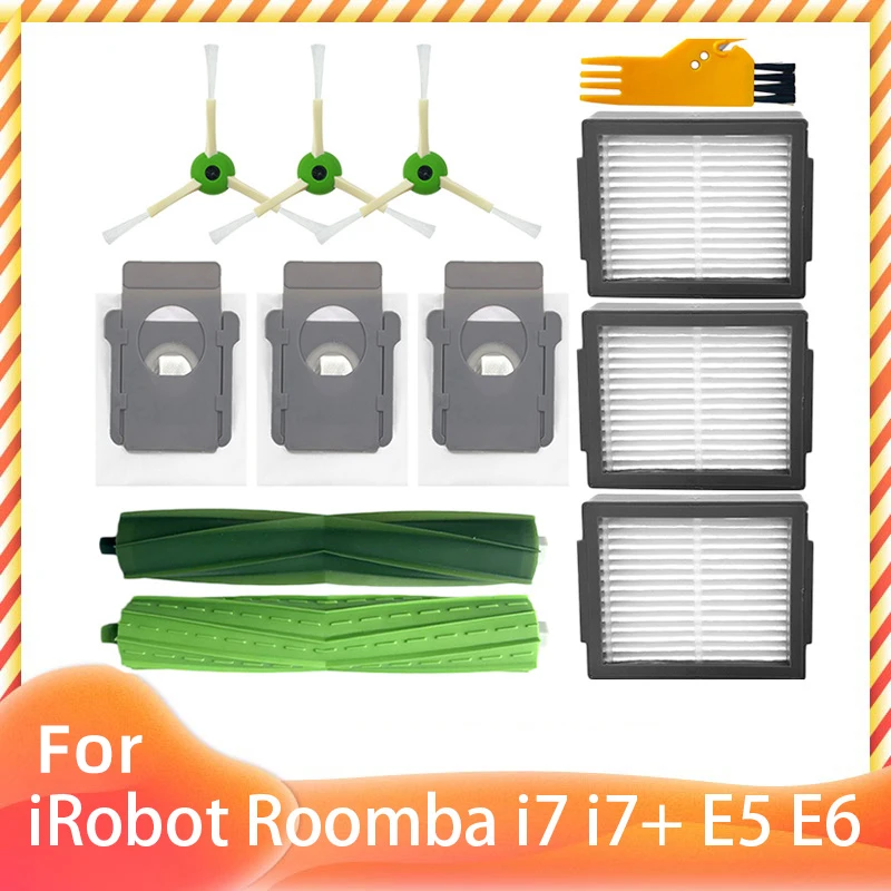 

Сменная деталь для iRobot Roomba i7 i7 + E5 E6 Запчасти для робота-пылесоса Roller, основная боковая щетка, фильтр НЕРА, пылесборник, аксессуары