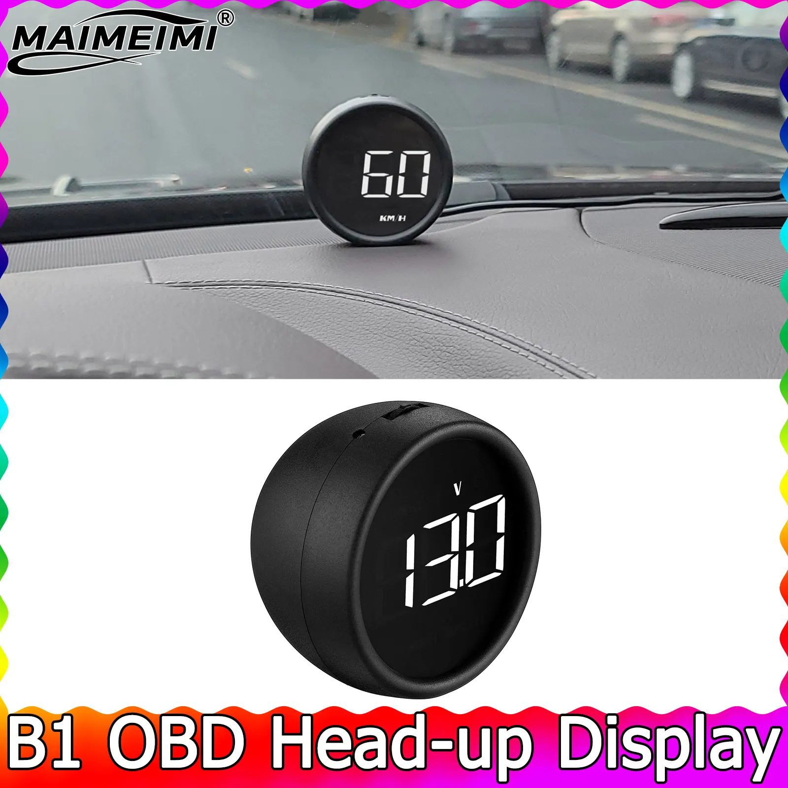 

Автомобильный Спидометр С Сигнализацией B1 OBD2 HUD, Цифровой Проекционный Дисплей, Отображение Скорости (км/ч), Расхода Топлива