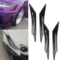 4pcs black car front bumper lip splitter fin air trim universal auto body front side wing spoiler canards splitters protector