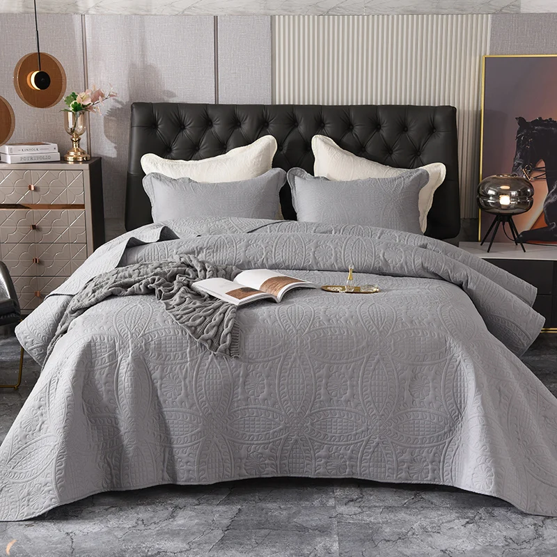 

1/3pcs Bed linen Euro bedding set Linens Embossing Bedspread on the bed cover Plaid Couple bed quilt double Blanket pillow case
