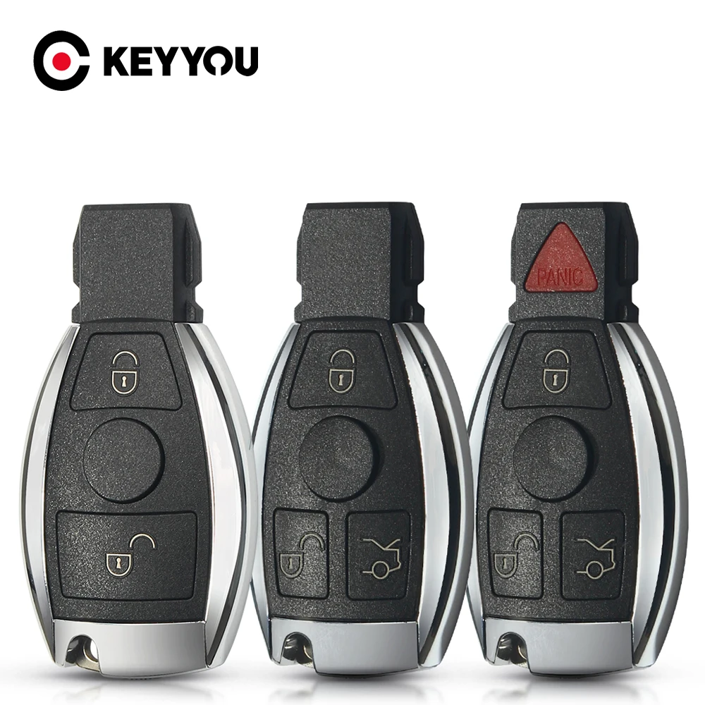 

KEYYOU 2/3/4 кнопочный пульт дистанционного управления для входа без ключа оболочка для автомобиля Mercedes Benz 2000 + поддерживает оригинальный NEC и BGA