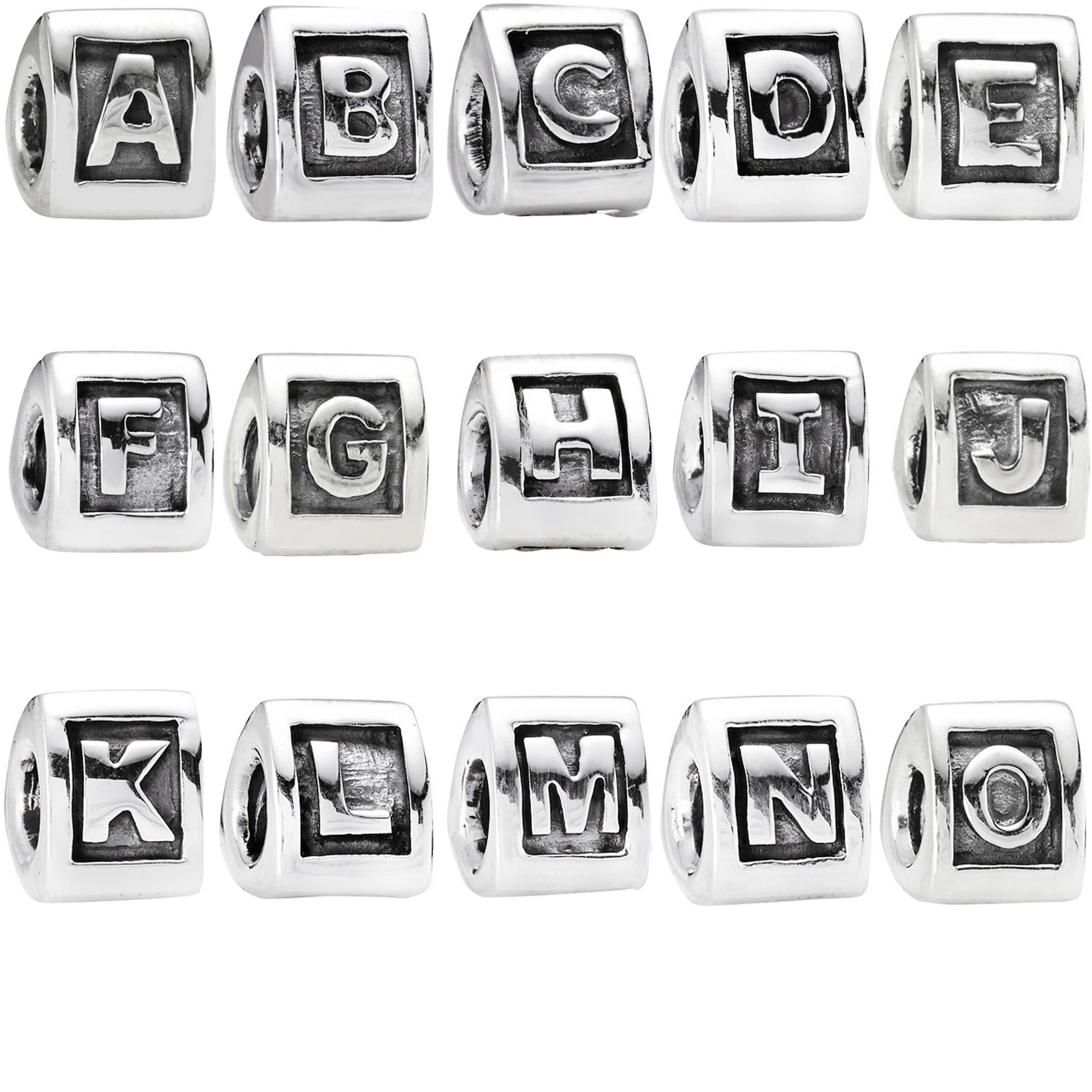 

Brand Pam S925 Sterling Silver Square 26 English Letters Series, Loose Beads Beads DIY Bracelet Necklace Accessories