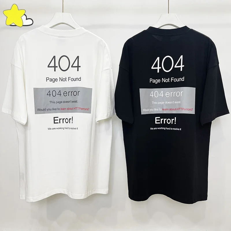 

23SS New 404 Page Not Found VETEMENTS T-Shirt Men Women 1:1 Best Quality Oversized Black White VTM Tee Top Streetwear T Shirt