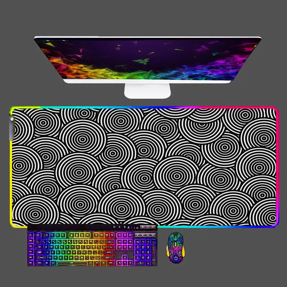 

Black and White Dot Milk RGB Mouse Pad Computer Laptop Anime Keyboard LED Backlight Mousepad Keyboards Gamer Decoracion Desk Mat