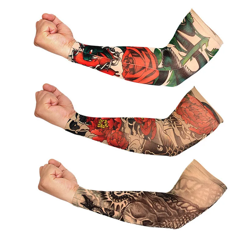 

UV Block Arm Sleeves Tattoo Printed Cooling Arm Sleeves Sun Protection Outdoor Tattoo Sleeve Nylon Arm Ice Silk Cooling Sleeves
