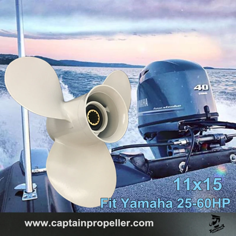 

Captain Marine Propeller 11x15-G Fit Yamaha Outboard Engine 40HP 48HP 55HP 50HP 30HP 60HP 13 Tooth Splines High Thrust Propeller