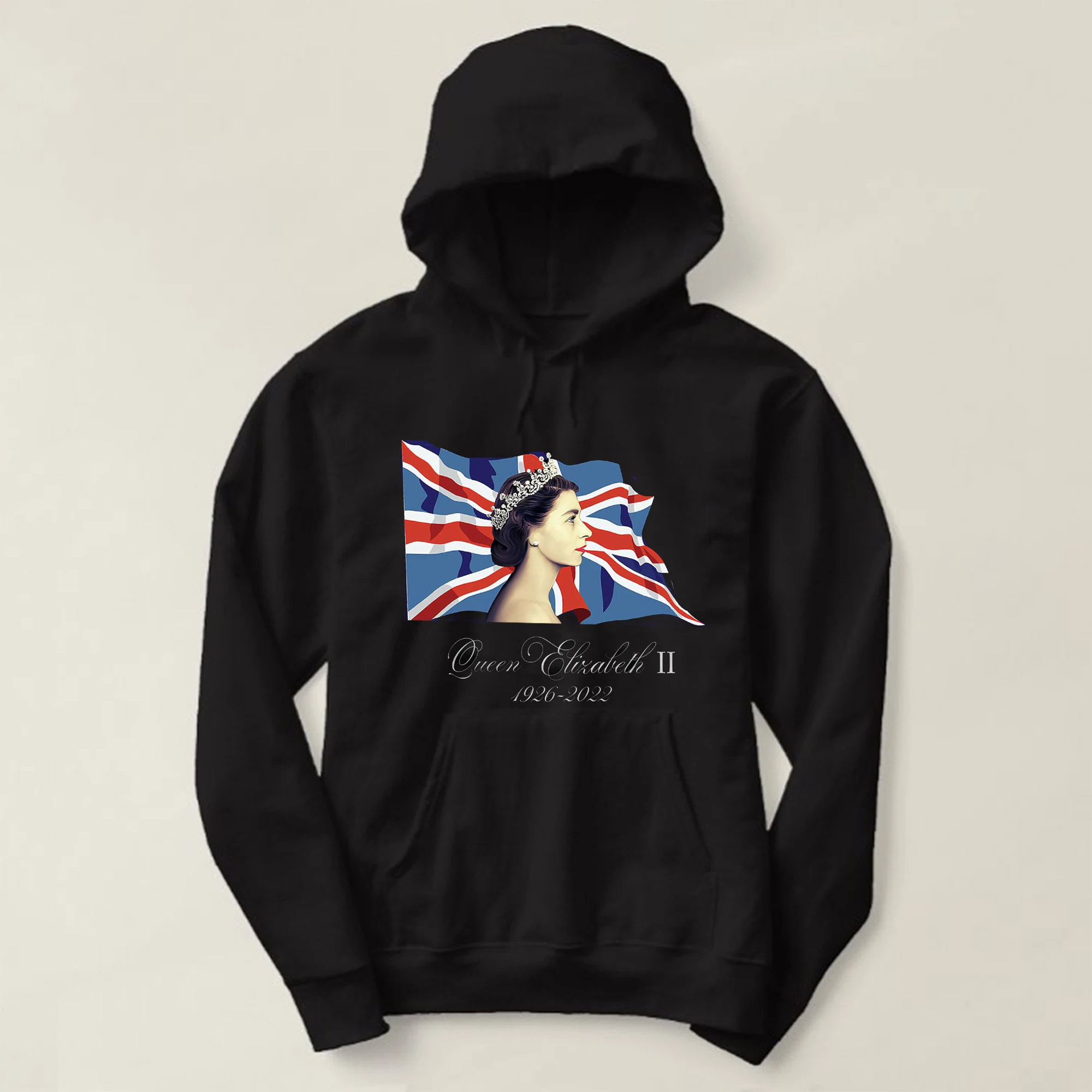 

In Loving Memory 1926-2022 Union Jack Queen Elizabeth II Hoodie New High Quality Cotton Comfortable Casual Mens Streetwear