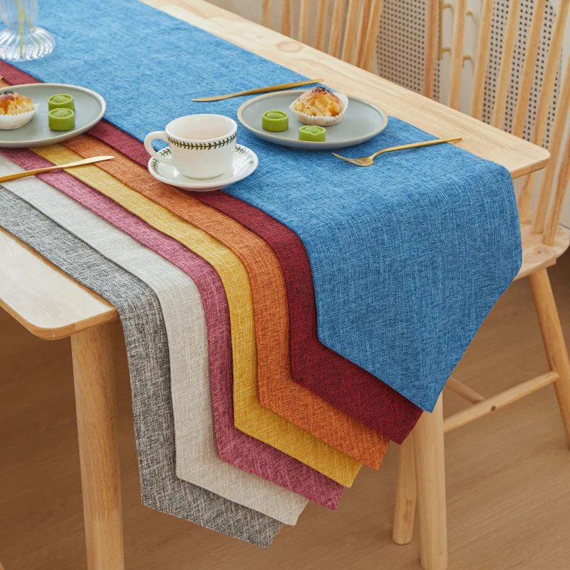 

Pure Color Linen Style Table Flag Simple Rectangular Home Coffee Table Multi-color Table Cloth Bed Flag Table Decoration Supply