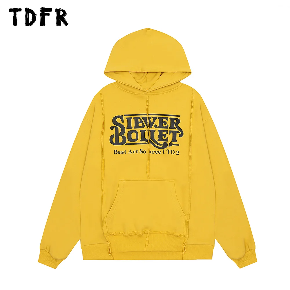 

Толстовка мужская с капюшоном и надписью, Повседневная Свободная кофта с длинным рукавом и карманами, с соединением, осень