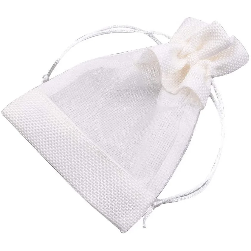 

50Pcs Cotton Packing Pouches Drawstring Bags with Organza Ribbons Jewelry Candy Treat Bags for Party Wedding Gift Packaging
