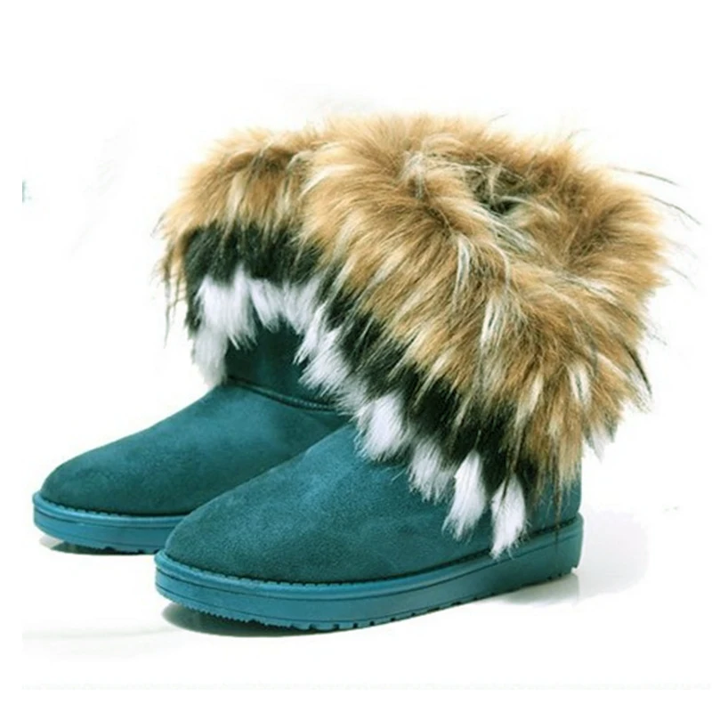Women Fur Boots Ladies Winter Warm Ankle Boots for Women Snow Shoes Style Round-toe Slip on Female Flock Snow Boot Ladies Shoes
