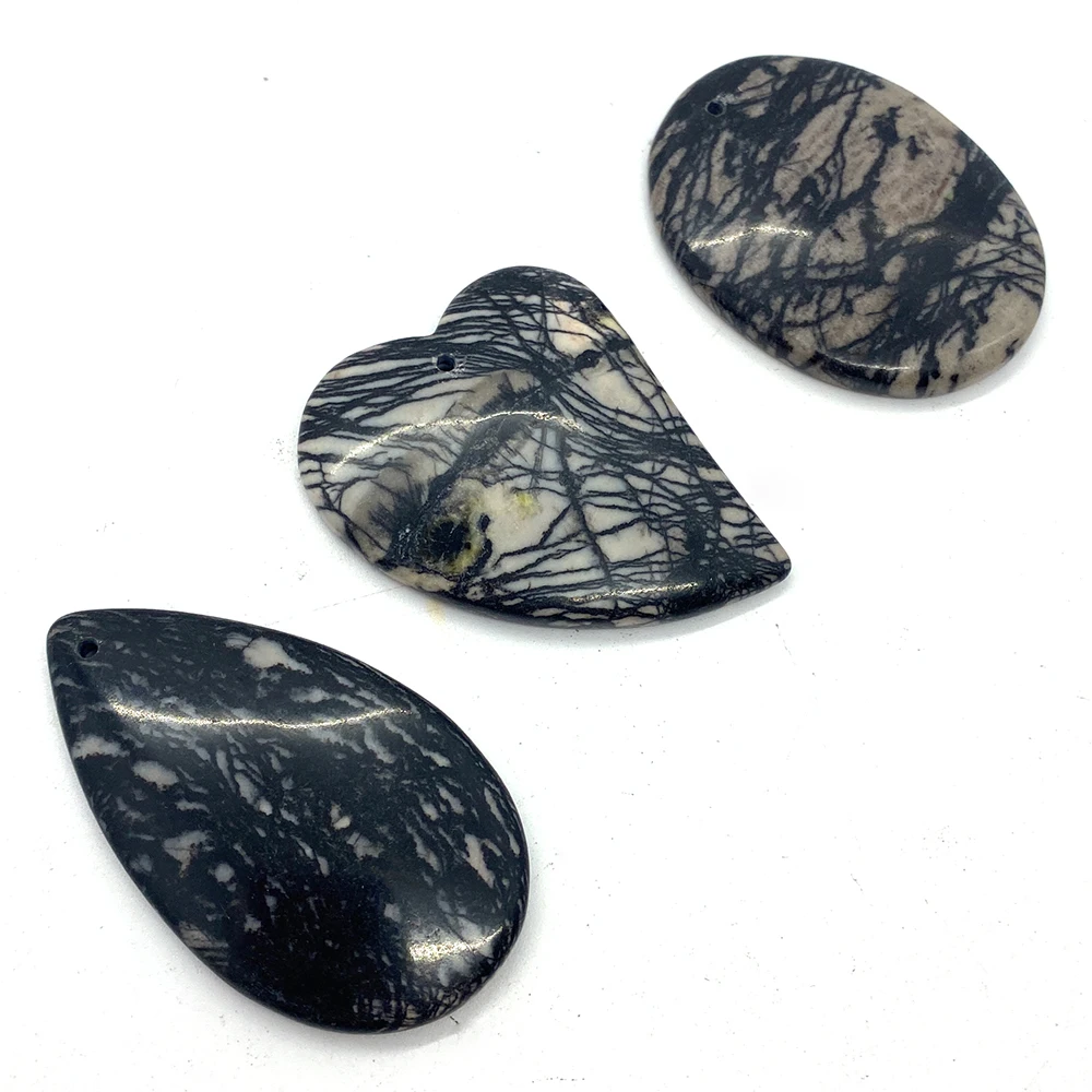 5pcs Black Natural Stone Beads Love Round Compensation Rectangle Picasso Men for Handmade Jewelry Craft Necklace Accessories