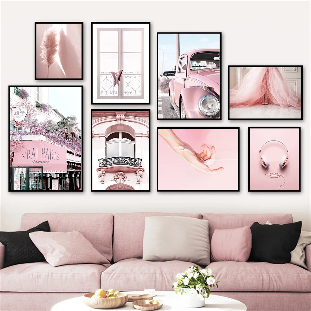 

Vogue Pink Flower Cafe Modern Nordic Wall Art Canvas Painting Posters And Prints Pictures For Living Room Interior Home Decor