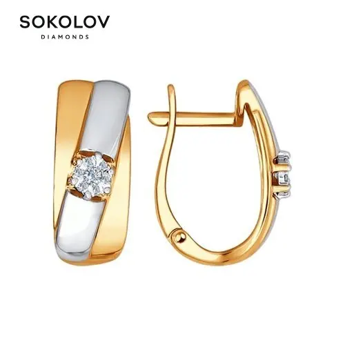Серьги SOKOLOV Diamonds из комбинированного золота с бриллиантами Золото 585 Женские 2023