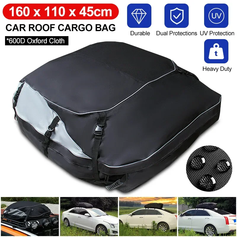 

160x110x45CM Car Cargo Roof Bag Waterproof Auto Rooftop Luggage Carrier Storage Bag 600D Oxford Car SUV Van Foldable Roofs Bags