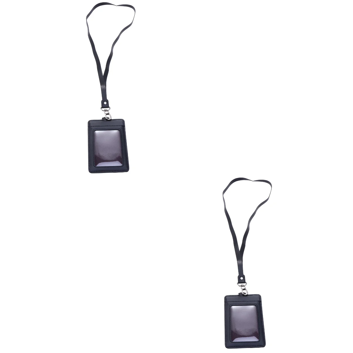 

2pcs Vertical Badge Holder ID Holder With Detachable Neck Lanyard And Swivel Clip(Black)