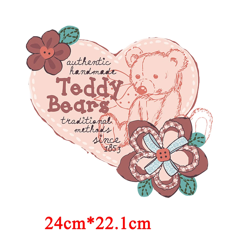 

Медведь любовь цветок письмо фотоэлемент для одежды утюжок для одежды DIY Футболки парчи термо одежда