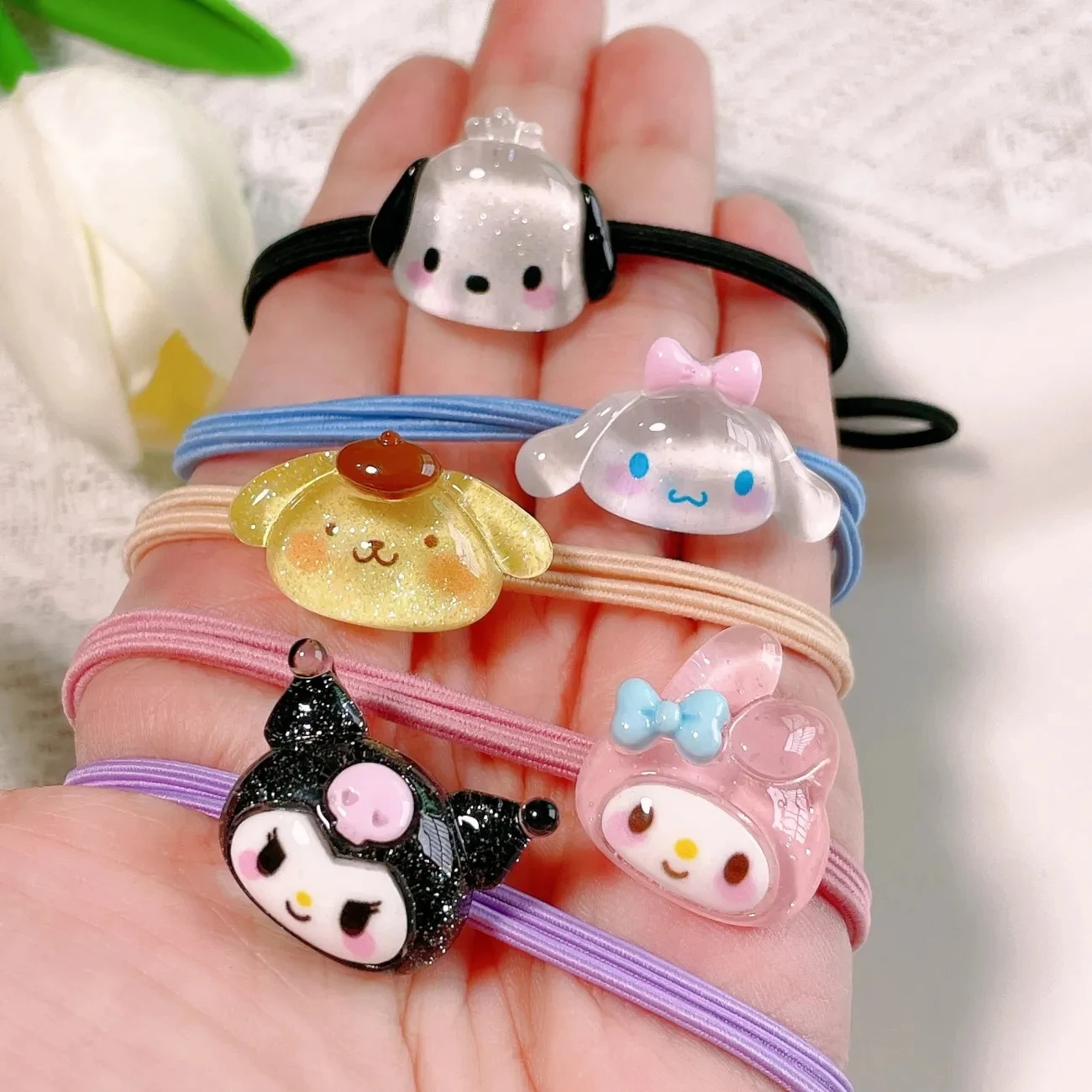 

5 шт./комплект, Прозрачные резинки для волос Kuromi Melody Cinnamoroll