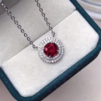 small round silver pendant with gemstone 6mm6mm 0 6ct natural garnet necklace pendant 925 silver garnet pendant gift for girl