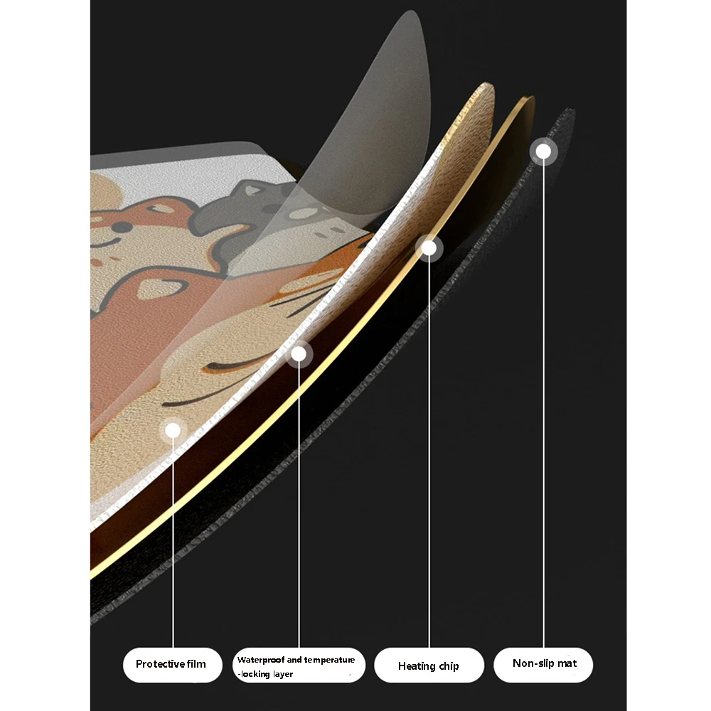 Duża inteligentna podgrzewana podkładka pod mysz śliczna elektryczna na biurko do podgrzewania dla studentów