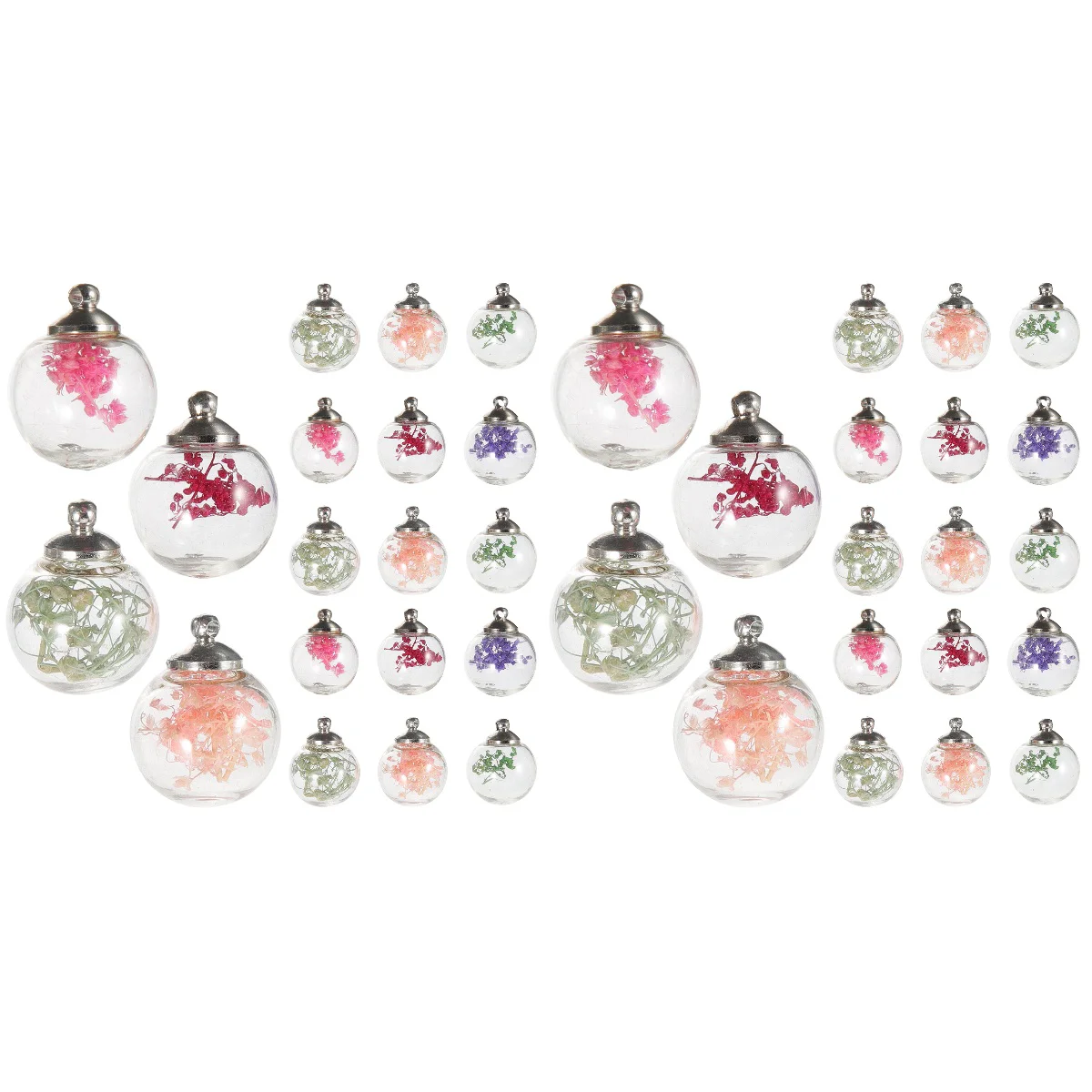 

40 Pcs Glass Ball Pendant DIY Decors Supplies Vial Dried Flower Miniature Flowers Decorate