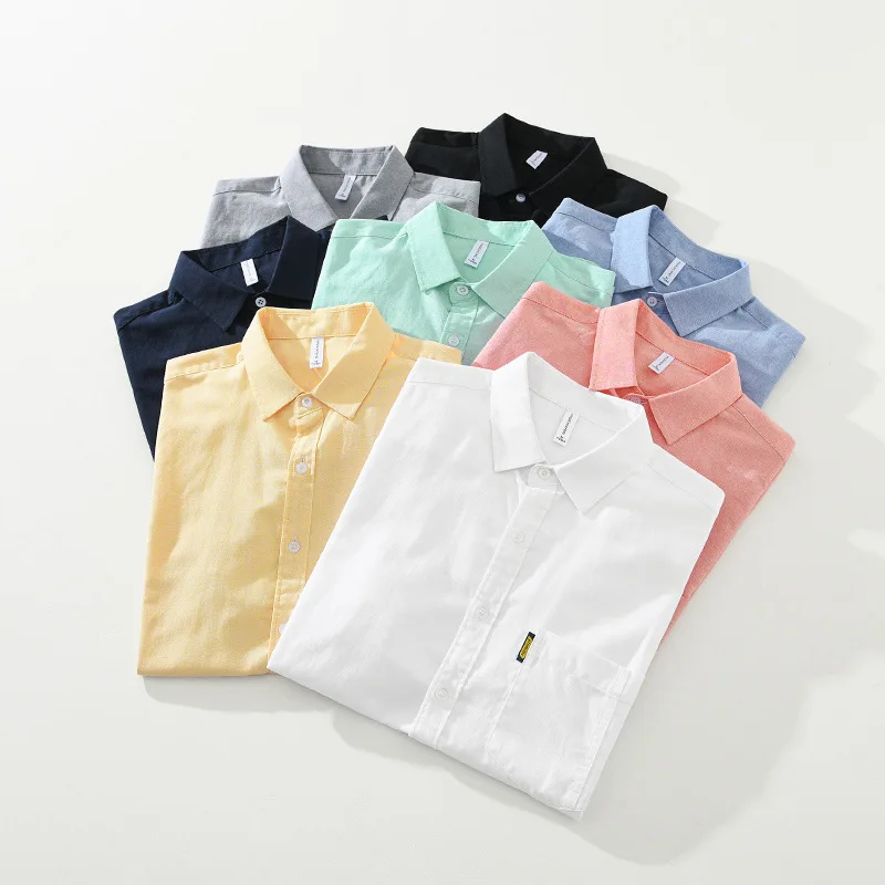 Рубашка мужская повседневная из ткани Оксфорд модная однотонная простая Базовая