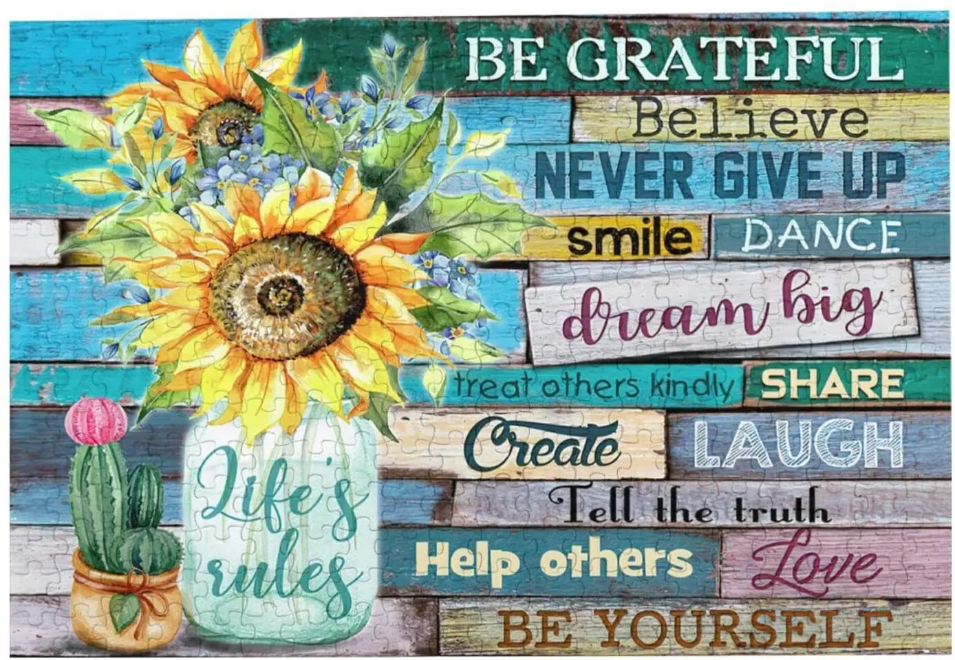 

Wooden Jigsaw Puzzles for Adults and Teenagers Sunflower Motivational Quote Game for Family Activities