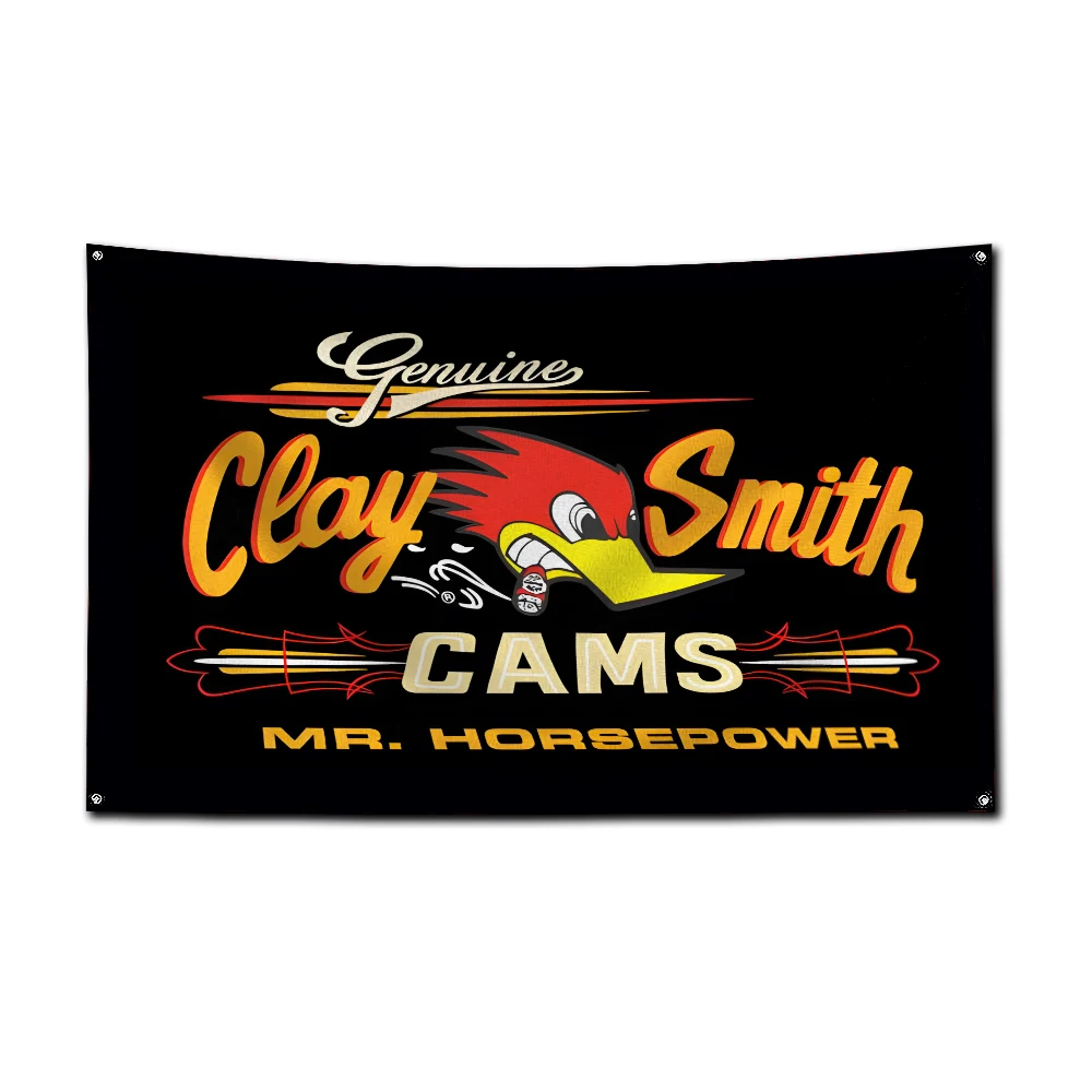 Фото Флаг Mr.Horsepower Clay Smith Cams Mooneyes 3x5 футов, полиэстер, цифровая печать, для гаража или наружного декора №3