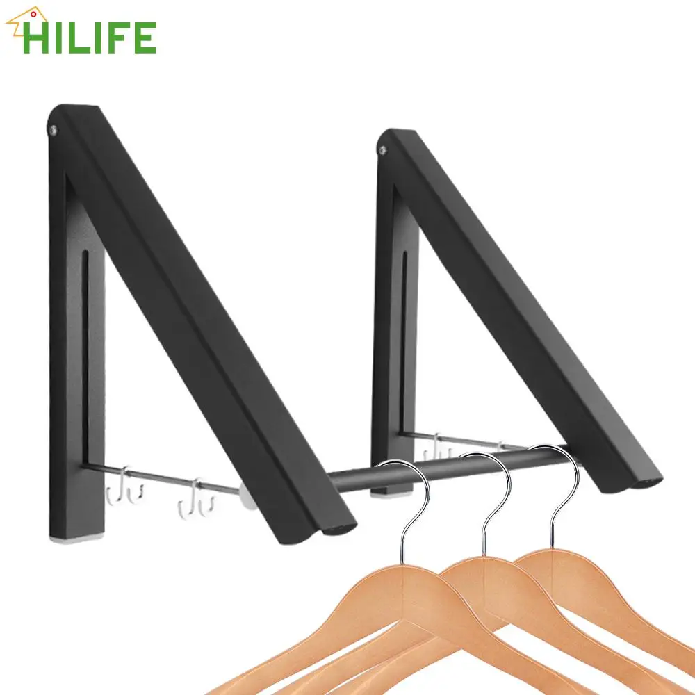 

Clothes Hanger Organizer Invisible Clothes Rail Drying Rack A Pair Folding Hanger Drying Rack Wall-mounted