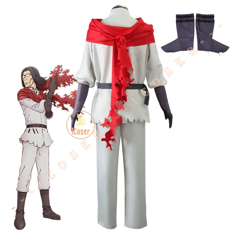 Костюм косплея Isekai Ojisan Anime Uncle From Another World Top Red Scarf Outfit Uniform Yousuke Shibazaki Men Set.