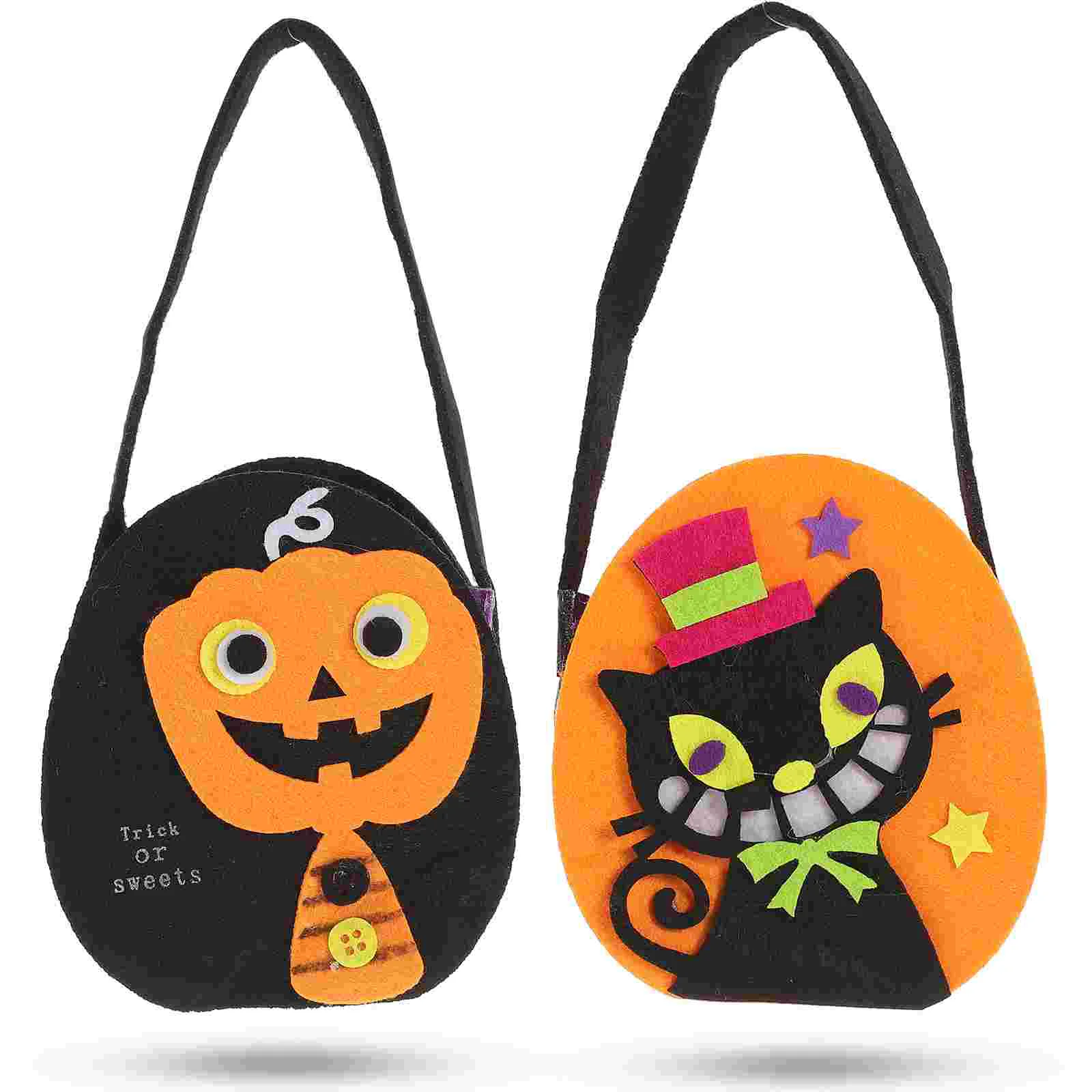 

2pcs Felt Hand Basket Bags Portable Storage Bags Candy Bags for Party (Black,)