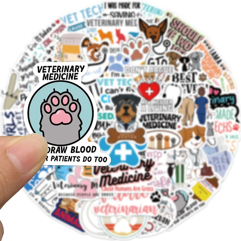 

10/50PCS Cartoon Pets Doctor Sticker Cute Animal Pet Dogs Veterinary Stickers Kid Toy on Laptop Car Water Bottle Bicycle Decal